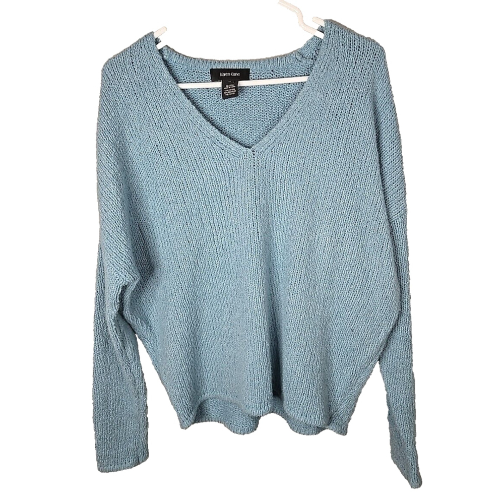 Karen Kane Women's Blue V-Neck Long Sleeve Sweater Size Medium